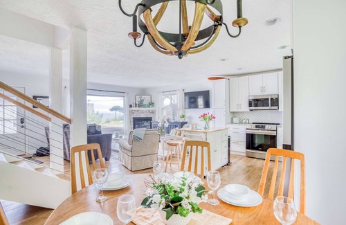 Logsden House | Fully Updated Lincoln City Cottage with Ocean Views has Patio, Decks, Fire Pit!