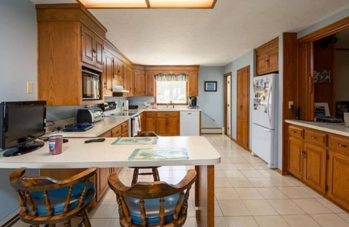 Gilford House | Gilford waterfront deck, dock, sunset view, perfect quiet water for water sports