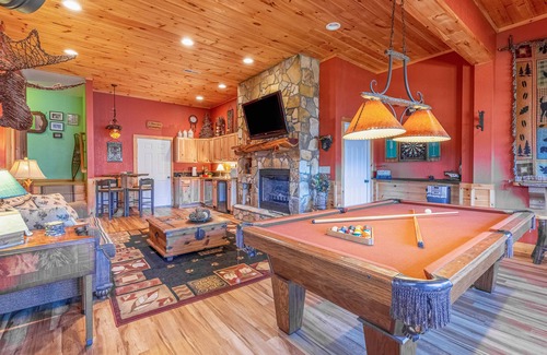 Whittier House | Gorgeous mountain-view home with huge decks, hot tub, game room, & fireplaces