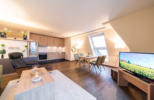 Wremen Apartment | Great top floor apartment close to the beach, sauna, two balconies with land & sea views
