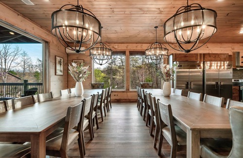 Sevierville Cabin | Hibernation Lodge | Indoor Pool, Arcade, Theater, Hot Tubs, Sleeps 48 Guests