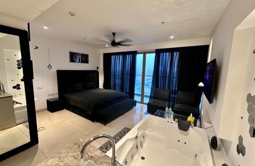 Gurugram Apartment | High Rise Black Theme Jacuzzi Studio -14th floor