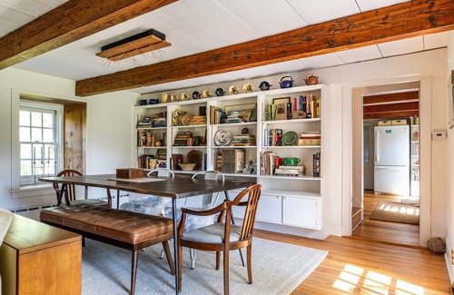 Accord House | Historic stone house & barn on 10 acres with patio, fireplace, & antique charm