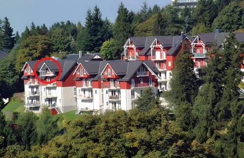 Oberhof Apartment | Holiday Apartment 'Tannenblick 7-5' with Mountain View, Balcony and Wi-Fi