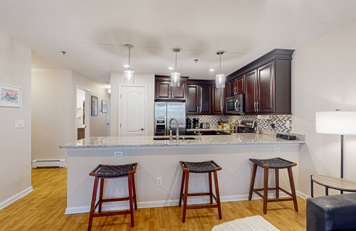Avon Condo | Ideal for Long Term rental, Walk to river and town, W/D, Garage parking