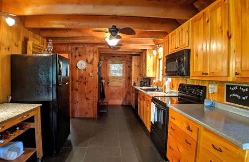 Meredith House | Lakes End Log Cabin on Lake Wicwas!