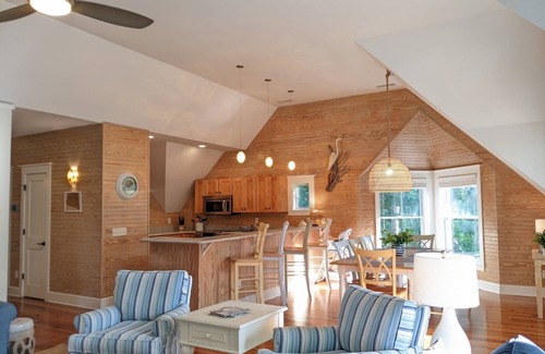 Cape Fear Station House | Large deck on main level and screened in porch, private crofter; access to both clubs!