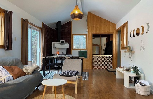 Chateau-Richer Ski Chalet | Le Petit Cocon | Spa and river