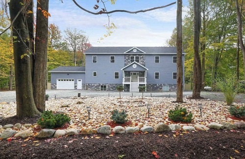 Tunkhannock Township House | Luxury 6BR Mountain Mansion w/Hot Tub & Fire Pit