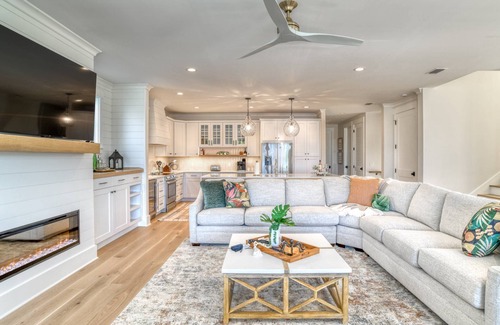 Vilano Beach House | Luxury Home Steps to Beach! 4 Masters, Firepit, Ping Pong, Putting Green, EV charger, Balconies, ADA