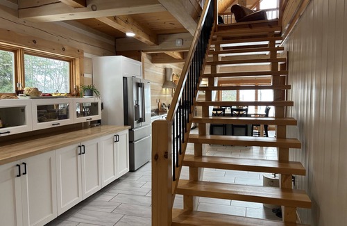 Algoma District Cabin | Luxury Lake Superior Log Home | Private Beach Outdoor Kitchen Sleeps 10