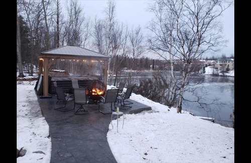 Wasilla House | Luxury on Wasilla Lake, Movie theater room, Massage chair, Hot tub, Fire pit.
