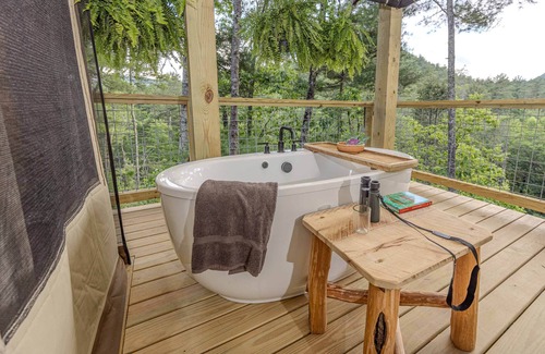 Zirconia Cabin | Luxury Tree Tent in Tuxedo Falls Resort with Private Waterfalls & Hiking