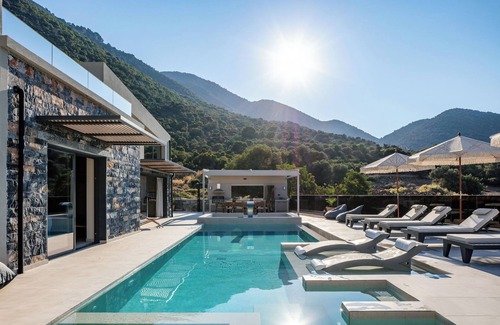 Geropotamos Villa | Luxury Villa with Sea Views, Fire Pit & near beach
