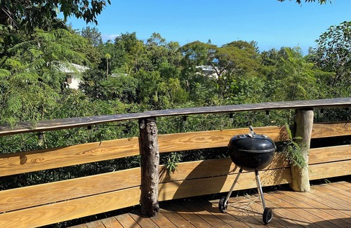 Etang Sale Les Bains House | Maison Avec Jardin Exotique et Terrasse Bohème, Petite vue sur Locéan Indien