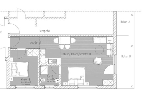 Hofgeismar Apartment | Mehrbettzimmer mit Dusche und WC