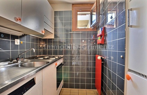 Grimentz Apartment | Middle class flat for 5 people, living room with fireplace, kitchen area with dishwasher, 1 bedroom