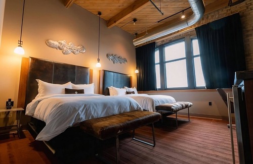 Fifth Ward Hotel | Milwaukee Haven, Custom Deluxe Two Queen Beds at The Iron Horse Hotel!