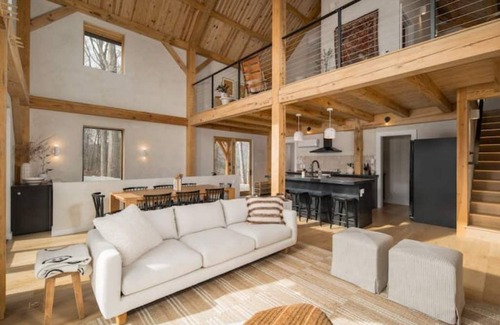 Vilas House | Modern Blue Ridge Mountaintop Timber-Frame Home w/Sauna, Hot Tub and EV Charger
