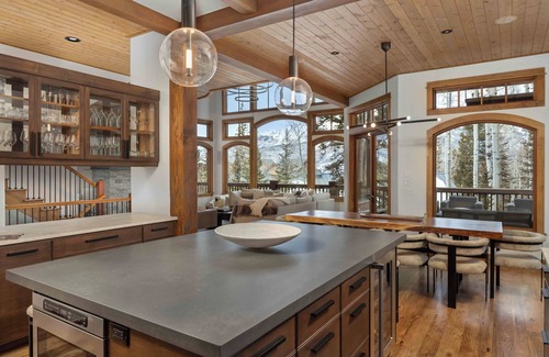 Mountain Village Cabin | Modern Cabin by InvitedHome | Vast Patio, Fireplaces, Hot Tub, Steps to Ski