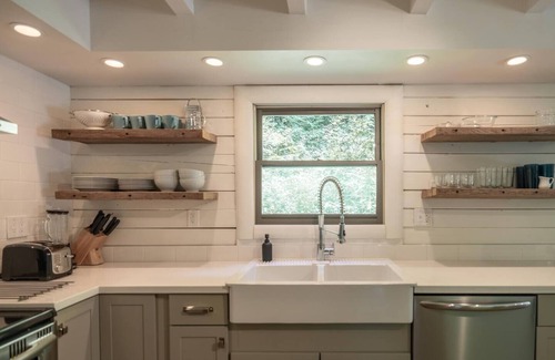 Asheville Cabin | Modern Cabin with Hot Tub | Creek | Views | Firelight at Shope Creek