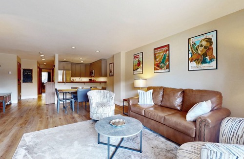 Avon Condo | Modern condo steps to gondola & lake w/view & patio - in heart of everything