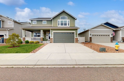 Fountain House | Modern home with fenced yard, firepit, foosball & WFH desks