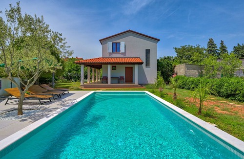 Krnica House | Modern house in a quiet location with a fenced garden, porch and private pool