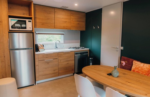 Nieuw Heeten House | Modern lodge for 4 guests with panoramic nature views, covered terrace and rain shower bathroom in the Sallandse Heuvelrug.