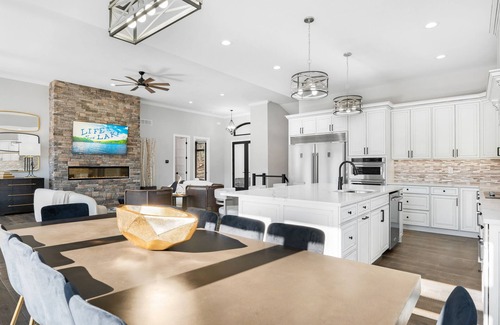 Osage Beach House | Modern Luxury! Sleeps 24! Pool, Spa, Golf, Arcade, Dock! Deep Cove, Calm Waters!