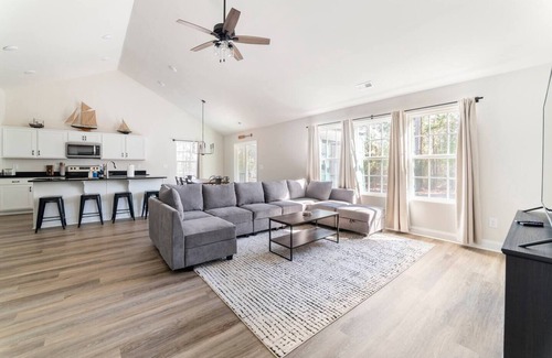 Oriental House | Modern NC Home: Dock, Karaoke, Games, Fire Pit