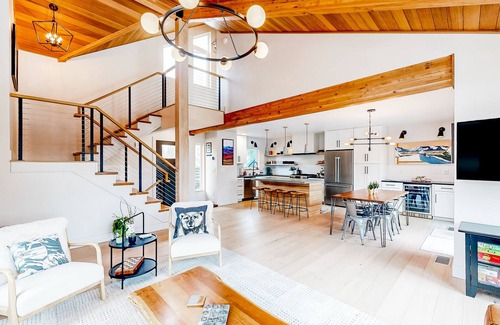 Alyeska Condo | Modern townhouse with private hot tub, mountain views, & natural light