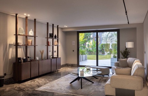 New Cairo Apartment | Monochrome - Two Bed - Pool/Garden Access - GF