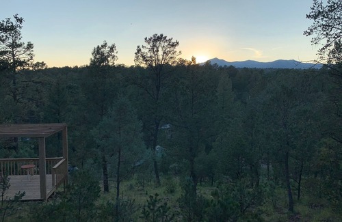 Ruidoso Cabin | Mountain-side Cabin with hot tub! Close To Town And Skiing on 1.1 acres.