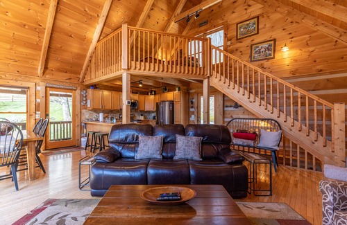 Boone Cabin | MountainTime - Pet Friendly Log Cabin in Valle Crucis with Views, Firepit, & Hot Tub!