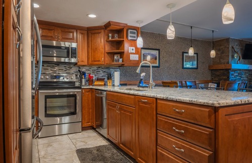 Breckenridge Condo | Newly Renovated! - Backyard Forest View on All Three Floors, 30' to Pool/Hot Tub