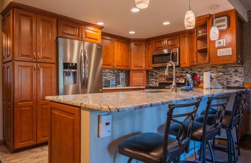 Breckenridge Condo | Newly Renovated! - Backyard Forest View on All Three Floors, 30' to Pool/Hot Tub