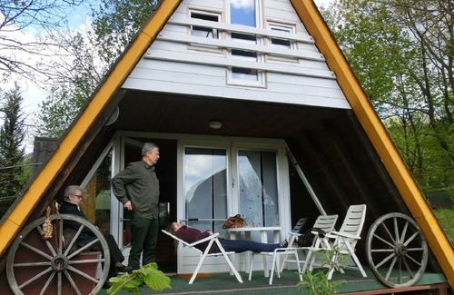 Feriendorf Eichwald House | Nurdachhaus in the Palatinate Forest for up to 6 people with terrace, garden and WiFi