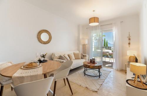 Manilva Apartment | Oasis with terrace and sea view 2BR, garden & pool