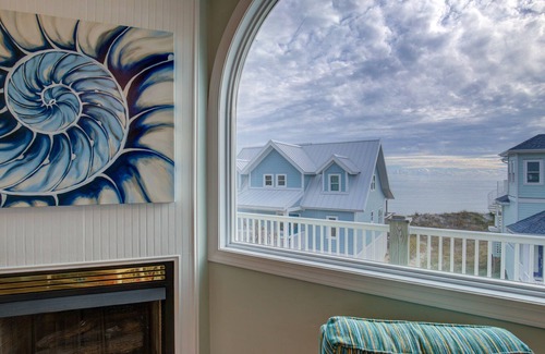 Village of Stump Sound House | Ocean-view 2-story home with fireplace, community outdoor pool & tennis court