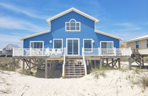 Fort Morgan House | OCEANFRONT home. Oversized deck will lead you to white sand and blue seas.