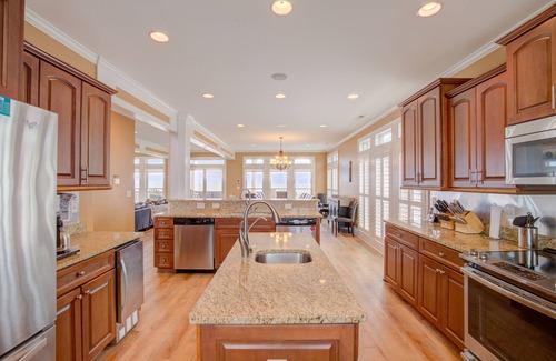 North Topsail Beach House | Oceanfront home with volleyball, game room, pool, beach access & washer/dryer