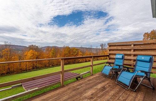 Town of Broome Cabin | Off-Grid Glamp with Mountain Views, Indoor Hot Tub, Elevated Deck, Heat & Wi-Fi