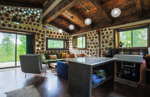 Lupton City Cabin | One-of-A-Kind: Handmade Glass Bottle & Cedar Cabin