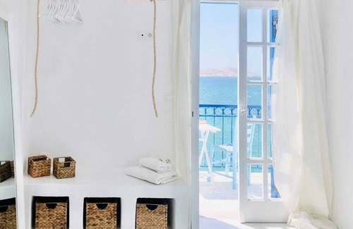 Naousa Apartment | Paros Naoussa seafront studio Casa Stheno with amazing view of the Old Port