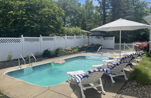 New Buffalo House | Poolside Bliss! Private Beach! Renovated home w/pool & 5 min cart ride to beach