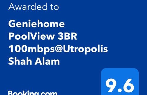 Shah Alam Apartment | POOLVIEW Geniehome 3BR Free100mbps and Carpark at Utropolis Shah Alam