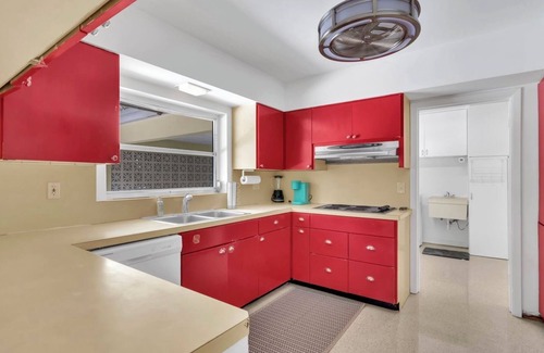 Central Beach House | Private, quiet Midcentury Pool Home in Central Beach, four blocks to sand