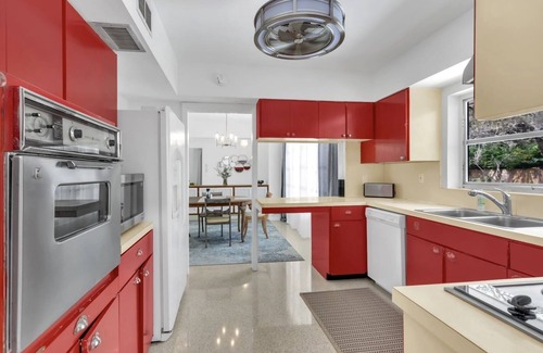 Central Beach House | Private, quiet Midcentury Pool Home in Central Beach, four blocks to sand