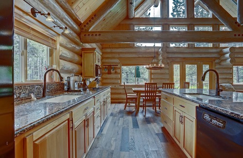 River Forest Acres House | Private Riverfront Log Cabin Retreat on 1.5 Acres, Bordering the National Forest